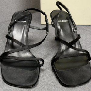 Vera Wang Satin Square Toe T Strappy Heels 7.5M